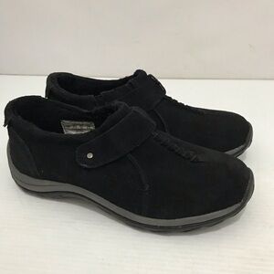 Terrain By Khombu Womens Helena Black Nubuck Leather Loafer Shoe 6 Comfortable